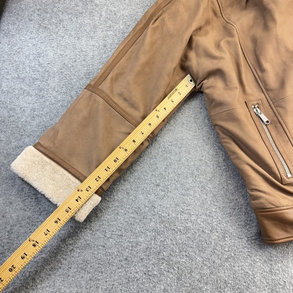 Wilsons Leather Ramona Jacket M NWT Tan Faux‎ Shearling Moto Coat Genuine Trim - Picture 10 of 15